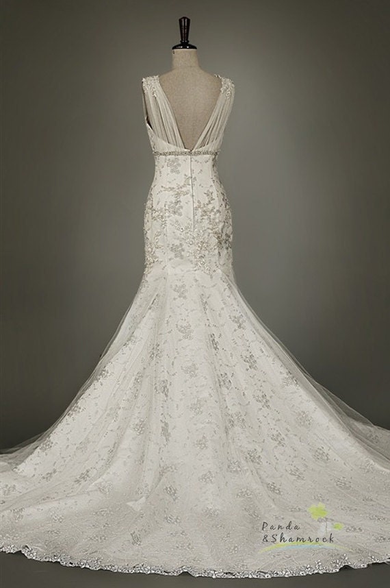 Alexis/women clothing/wedding gown/bridal dress/fish tail/mermaid/custom made/lace/sweetheart line/ALL SIZE