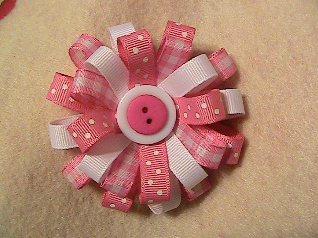 Pink Ribbon Hair Clips