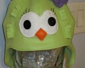 Green Fleece Owl Aviator Hat