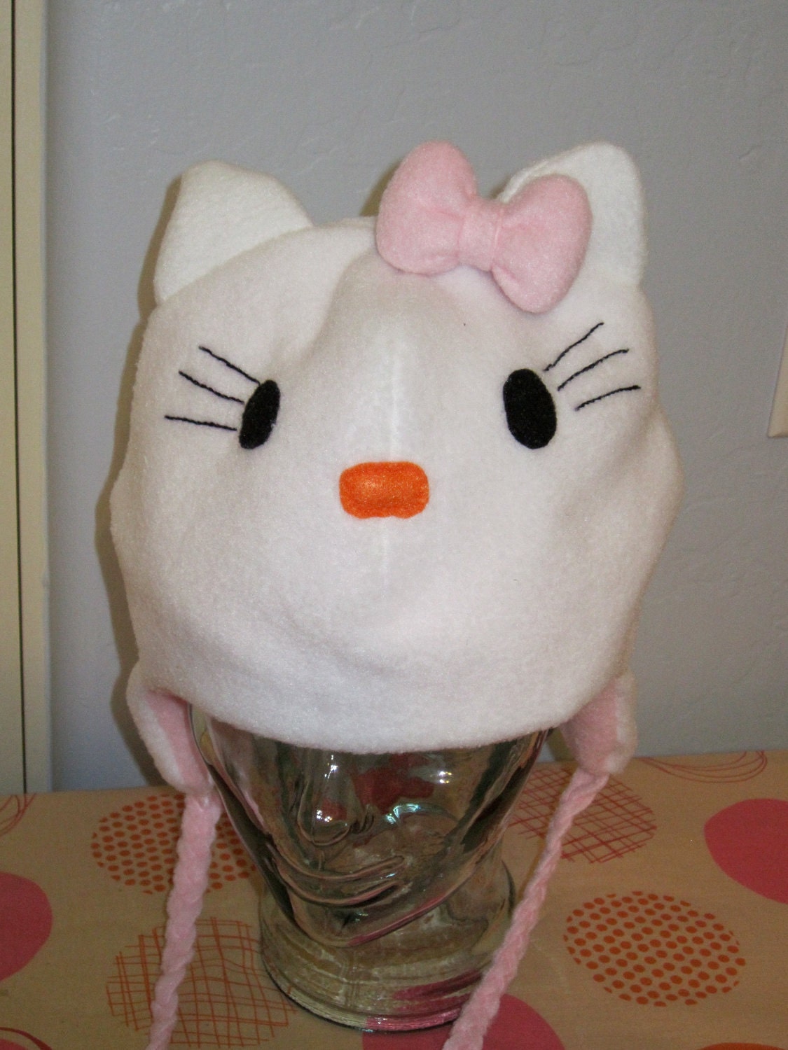 White Fleece Kitty Aviator Hat