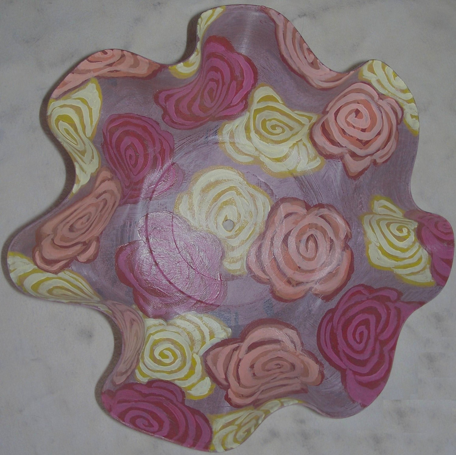 Basket of Autumn Roses Recycled Record Bowl