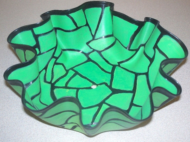 Green Turtle Shell Upcycled Record Bowl