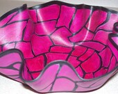 Magenta Fuschia Turtle Shell Upcycled Record Bowl