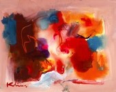 Criterion Howard Kline abstract horizontal art orange blue red home decor decoration watercolor print
