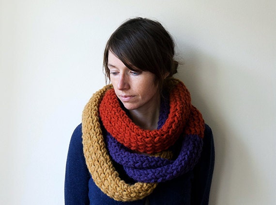 Colourful Extra Long Knitted Infinity Scarf