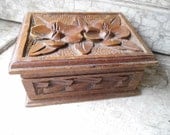Vintage Hand Carved Wooden Box, Brass Hinges, Mens Valet from All Vintage Man
