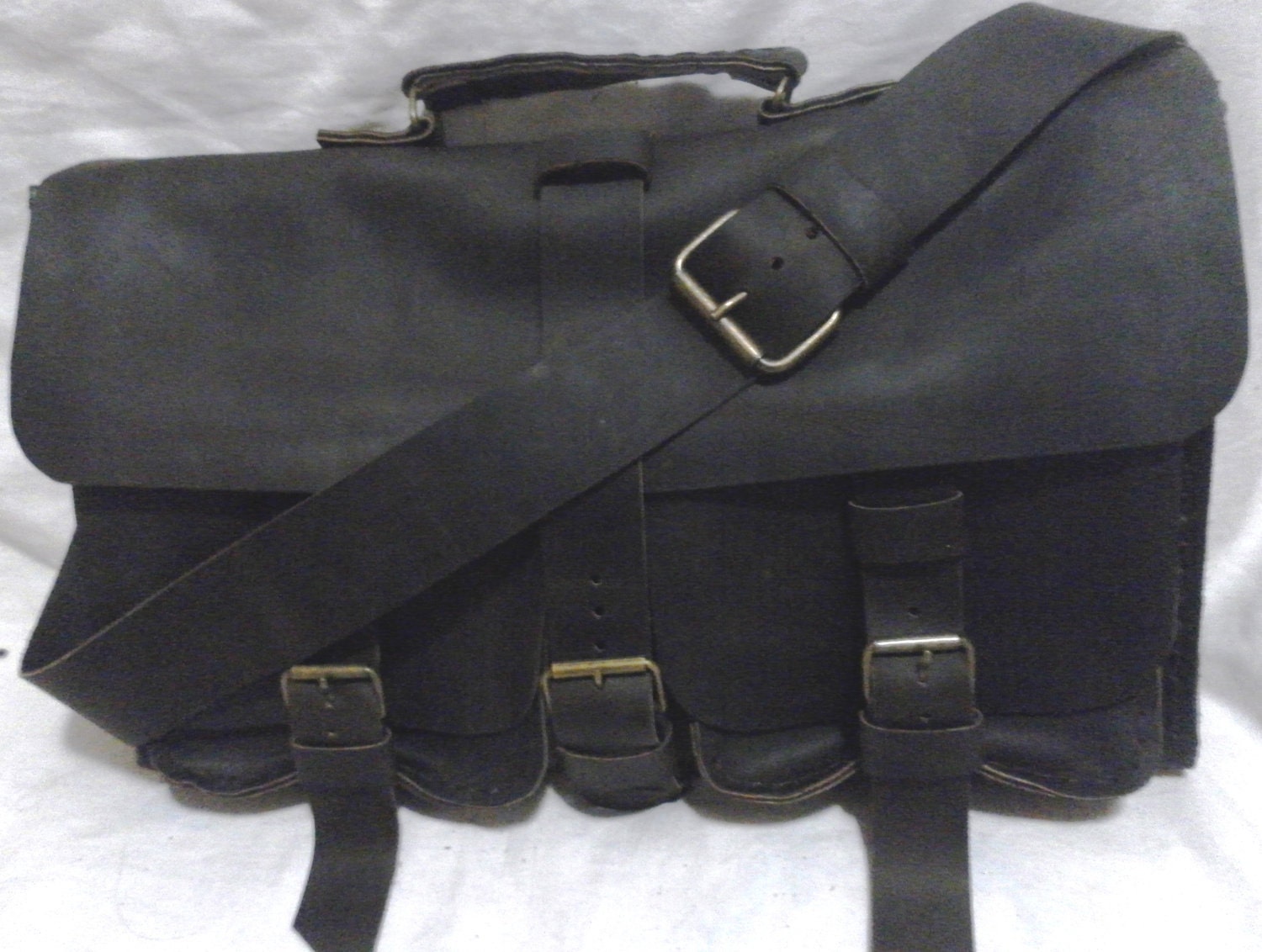 Messenger /handmade laptop satchel r bag /brief case hand stitched in NYC
