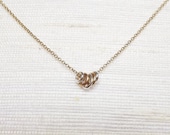 Five Mix Metal Circle Gold Filled Necklace - Mix Metal Necklace - Ring Necklace - Sterling and Gold Necklace - Everyday Necklace