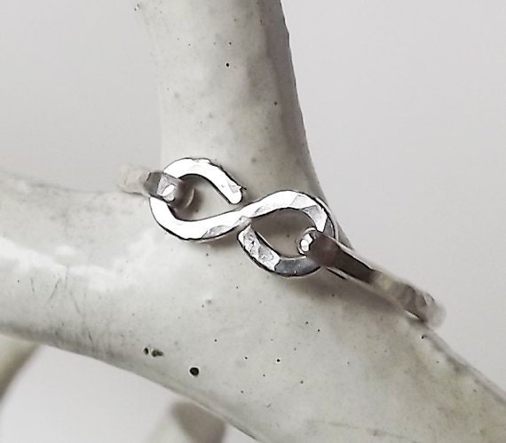 Hammered Gold Filled or Sterling Infinity Band - Gold Ring - Stackable Ring - Hammered Ring