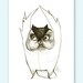 Owl Party Print A5 Sepia from original illustration