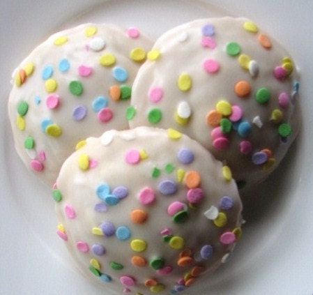SPRING Cookies - Pastel Confetti Glazed Sugar Cookies 1 Dozen