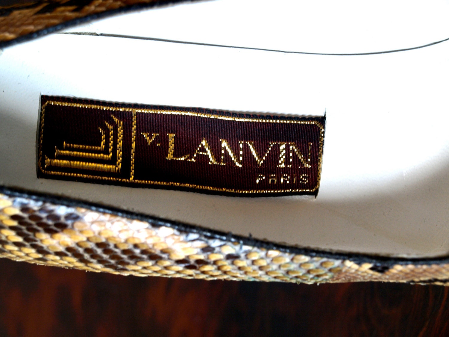 Rare Vintage LANVIN PARIS Python Snake Stiletto Pump 3.75" Heel Size 6.5 / 7