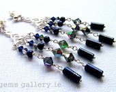 Lapis Lazuli and Swarovski Crystal Vitrial Earrings Sterling Silver Earrings - gemsgallery