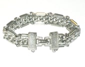 Silver Chain Bracelet, Chunky Links-Vintage Signed Monet