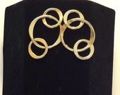 Vintage Gold Dangle Earrings with Circles for Pierced Ears- 1960's-1970's Modernist