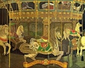 Oversize Postcard Dentzel Carousel at Rock Springs Park, c. 1930