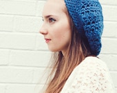 Blue Handmade Slouch Hat  Boyfriend Beanie designed for Spring fashion - BglorifiedBoutique
