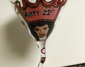 Hand painted 21st birthday martini glass