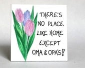 Oma Opa Magnet - Grandparents quote, grandma, grandpa, pastel tulips with green leaves