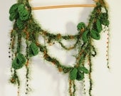 Green Forest Hand Crochet lariat, scarflette, necklace, neckwarmer, style, spring fashion, summer, 2012 trends, long accessories