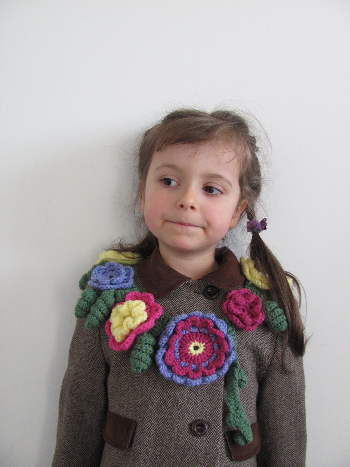 Princess Crochet Flower Collar, Neckwarmer, Flower Scarf - Baby, Toddlers, Child