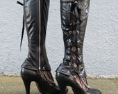 Women's Leather Spats with Side Lacing and Chain -Hecate-