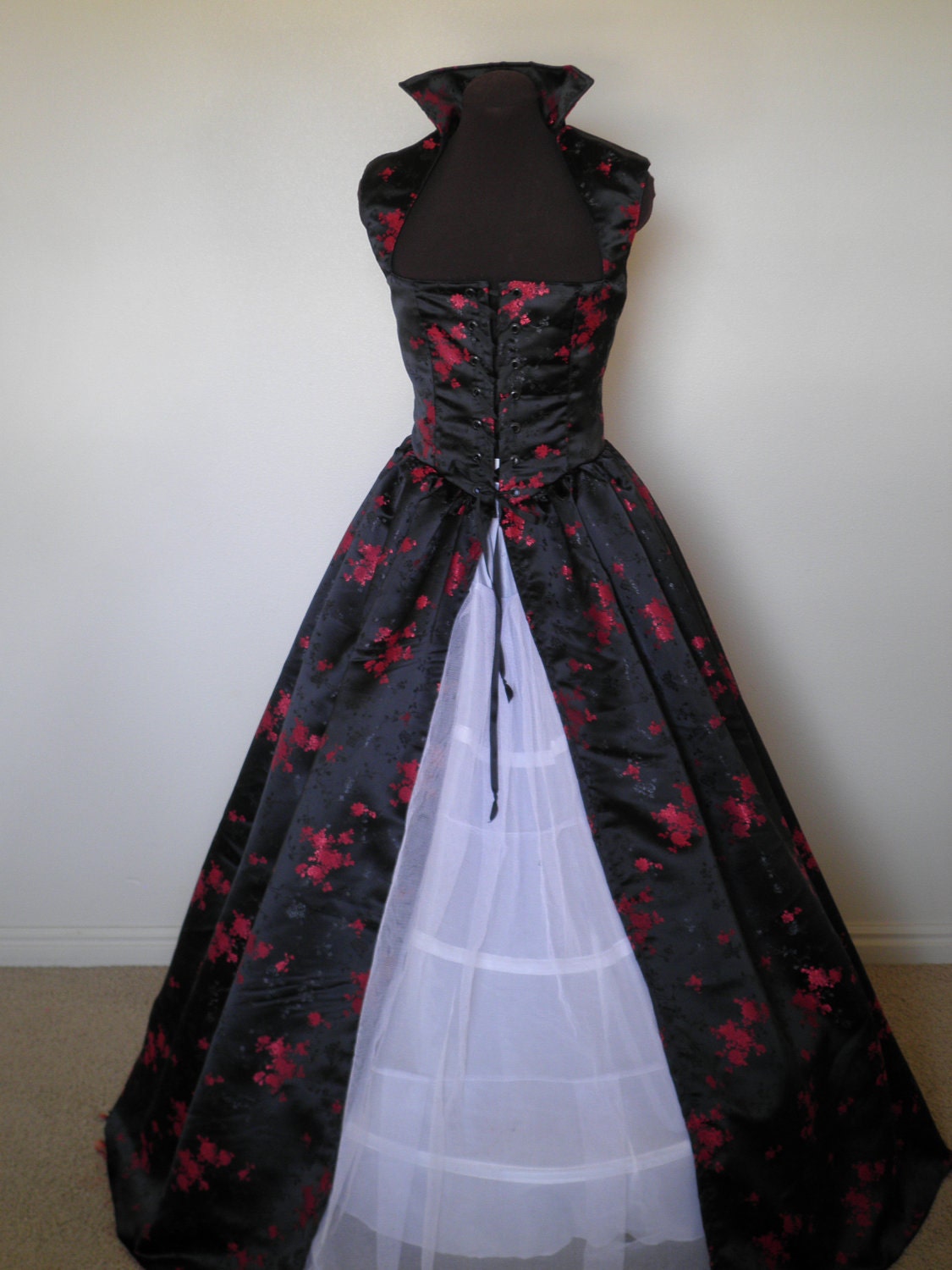 Black and Red Fantasy Renaissance Over Gown Dress Many Sizes Available