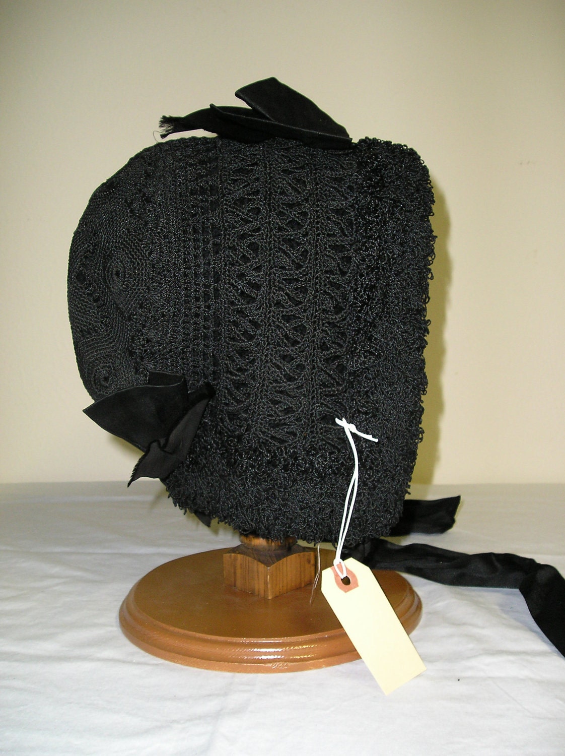 Antique black crocheted hood