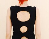 Summer Sale- 20% off- Open Back Black Top, cut out top