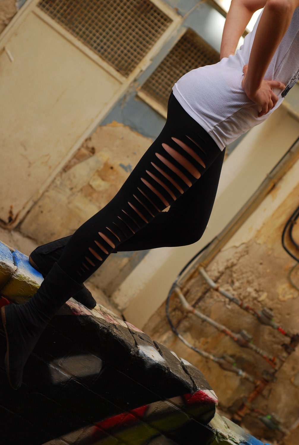 Black Cut Out Long Leggings