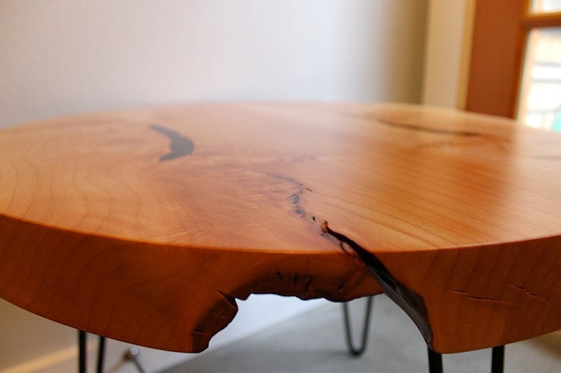Modern Wood table with hairpin legs - eco-friendly Salvaged Maple slab