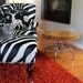 Modern Side table - round Wood top with vintage steel base. Eco friendly Salvaged Maple