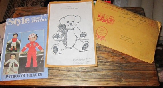 Vintage Doll Craft Patterns, 2 Teddy Bears & 1 Doll