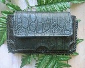 Genuine all leather black alligator print hand laced iPhone Smartphone belt case E12