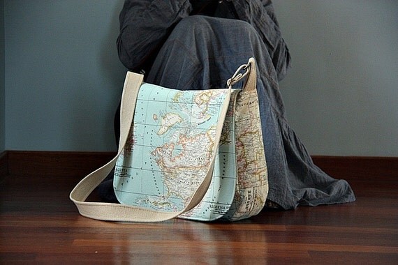 World Map Prints Large Messenger Bag Eco-friendly Diaper Bag Cross Body Bag Tote Bag Canvas Messenger