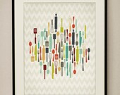 Retro Kitchen Utensils 11x14 Art Print