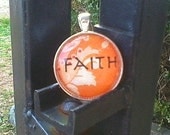 FAITH, orange pendant, with silver necklace