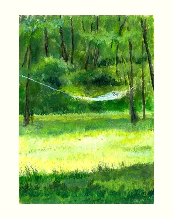 Landscape Painting -- Art Print from Original Acrylic Painting -- Backyard 6
