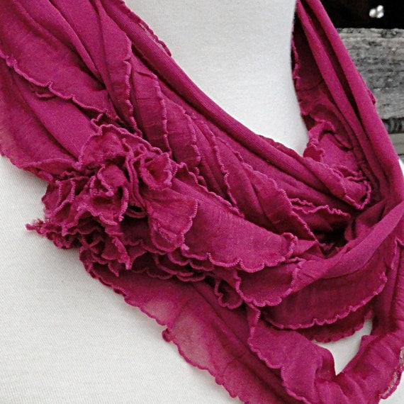 Raspberry Infinity Scarf - Women or Teen - Pink Circle Scarf