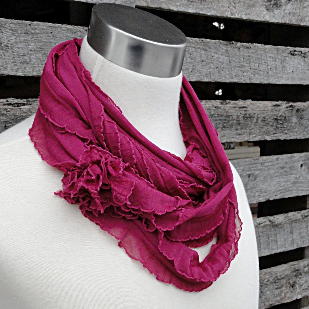 Raspberry Infinity Scarf - Women or Teen - Pink Circle Scarf