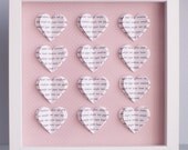 Personalised 3D Hearts Frame Gift / Custom Song Lyric Wall Art / Wedding, Engagement, Anniversary