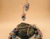 Shaggy Bead Bracelet and Earrings - Sterling Silver Plate