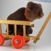 Vintage Teddybear Toy Grizzly In Wooden Pullcart Mini Bear Pull Toy 55.00 o.b.o.