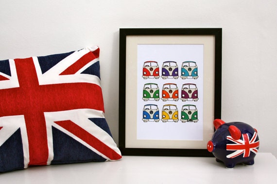 Colourful Camper Van Print