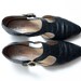 Vintage black leather reptile mary jane sandals
