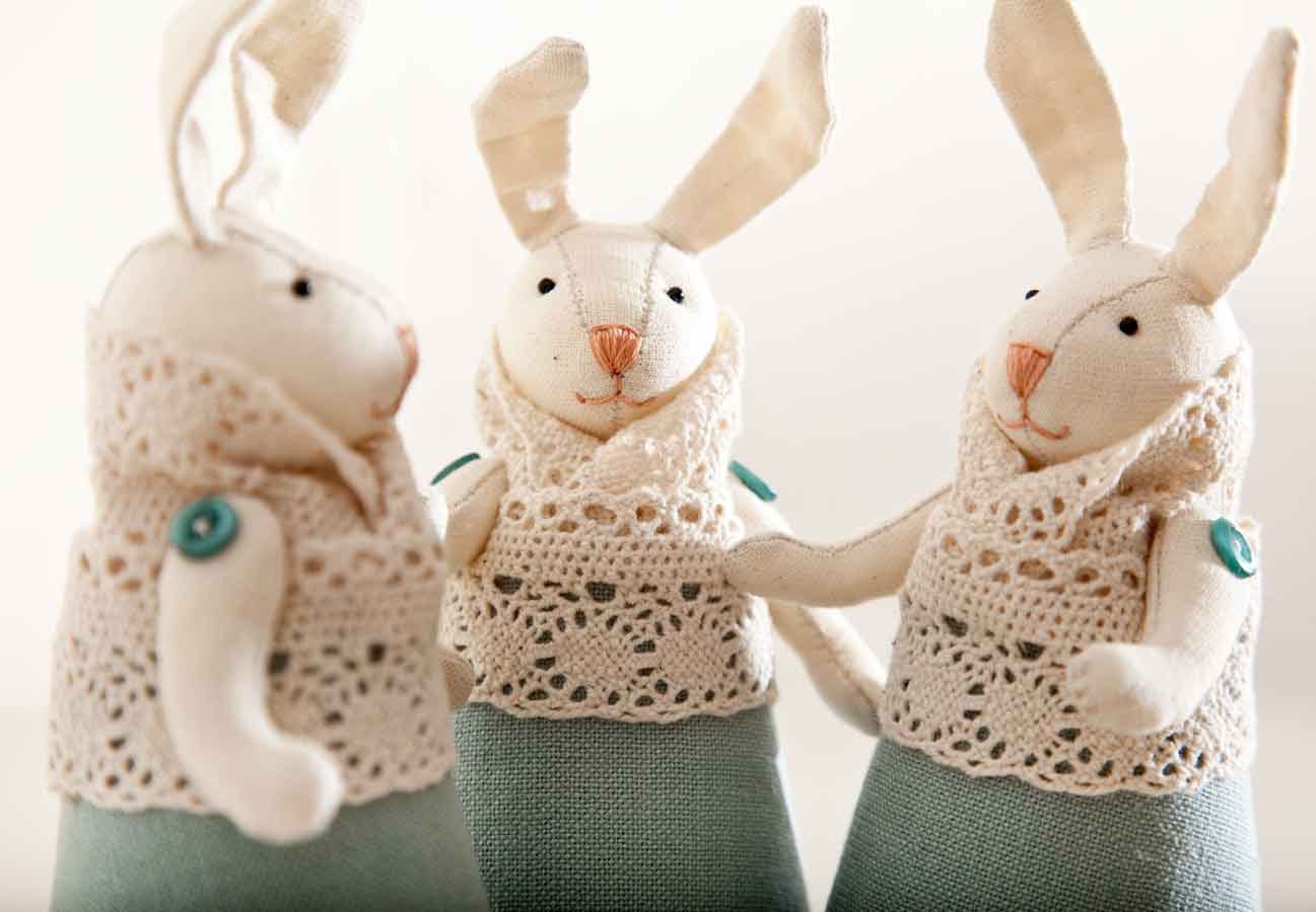 Set of 3. Rabbits handmade. Home Decor. Art. Decorative Toys For Room, Child's Room Decoration