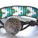 Chevron bohemian cuff bracelet, "Waterfall" turquoise,  beach,  surfer chic wrap bracelet