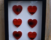Modern Hearts Shadowbox Original Red Abstract Design Raised Photo Hearts on White