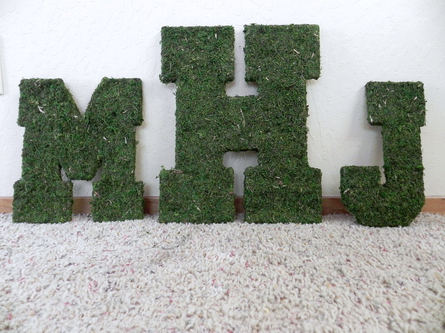 Moss Letters - Rustic Wedding- SET OF 3 pieces -Moss Monogram (Other Sizes available) A - Z
