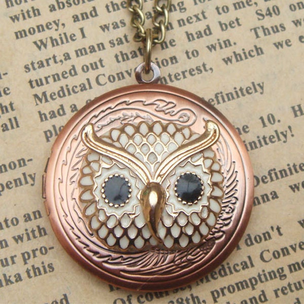 Steampunk Owl (51703) Locket Necklace Vintage Style Original Design